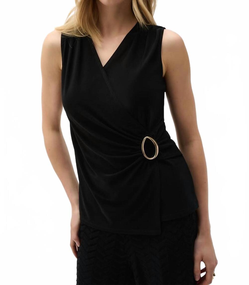 NEW JOSEPH RIBKOFF chic sleeveless v-neck pullover top in black
